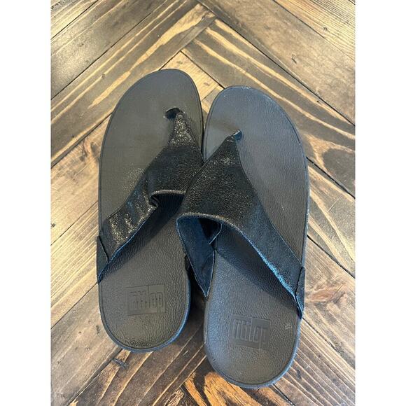 Fitflop Platform Thong Flip Flop Sandals Women 8 Neutral Black Summer Beachy - Picture 6 of 8